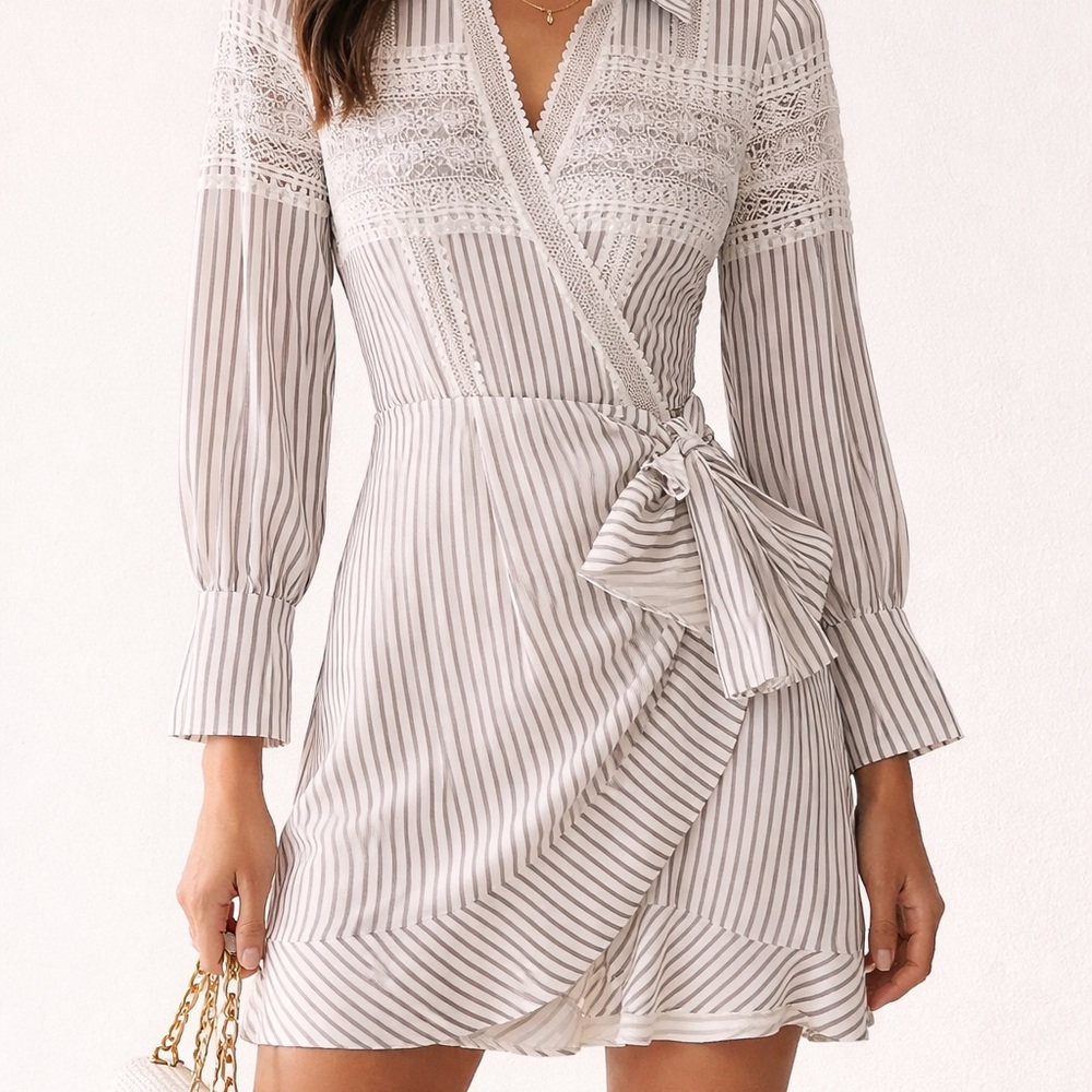 Striped White and Gray Women's dress